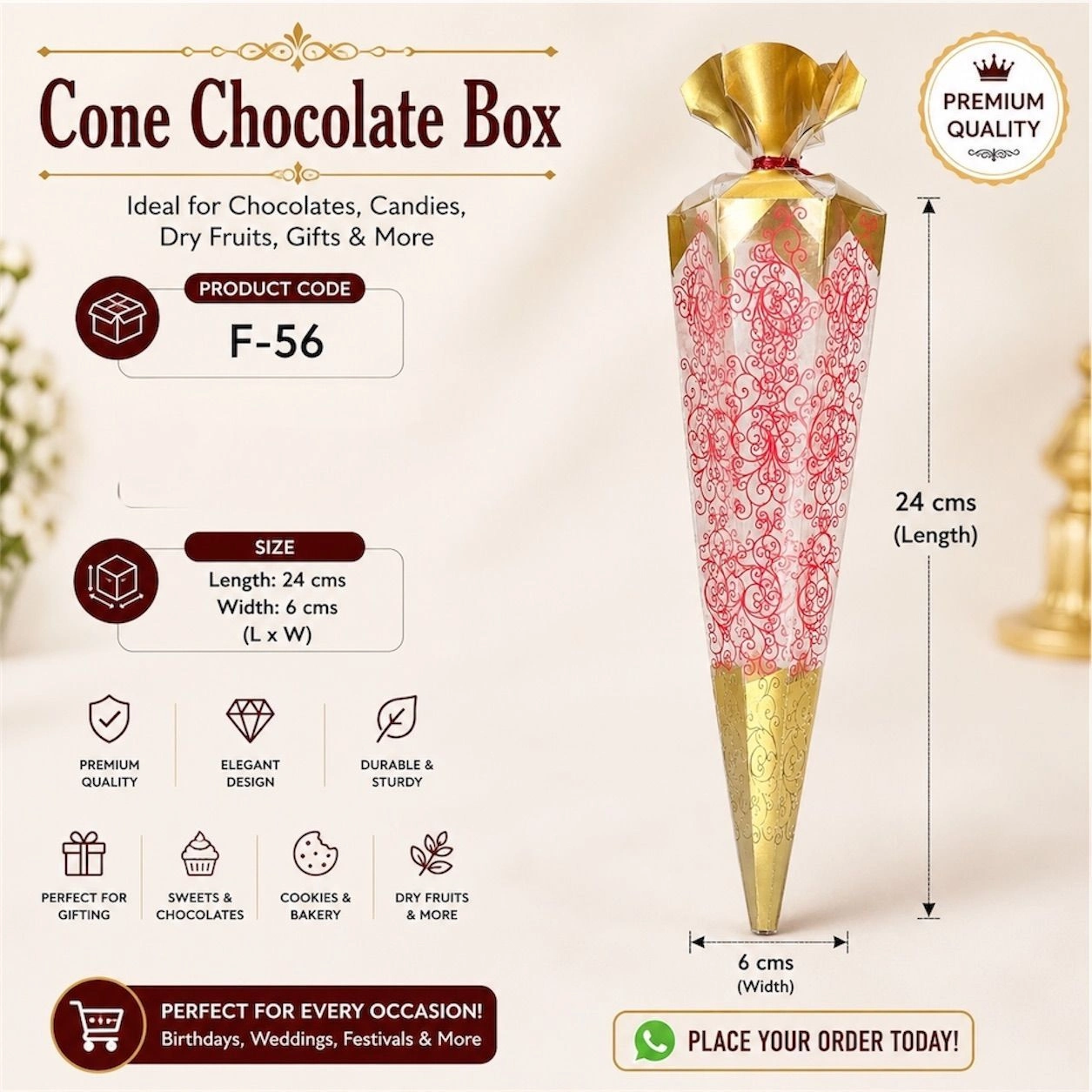 Cone Chocolate  Pvc Box  code - F56 (20 pc) 1