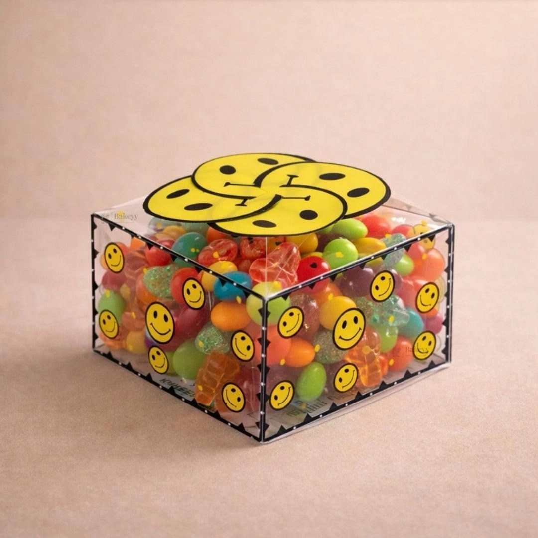 Transparent PVC Plastic Gift Box with Yellow Smiley Design 20 pc pack 1