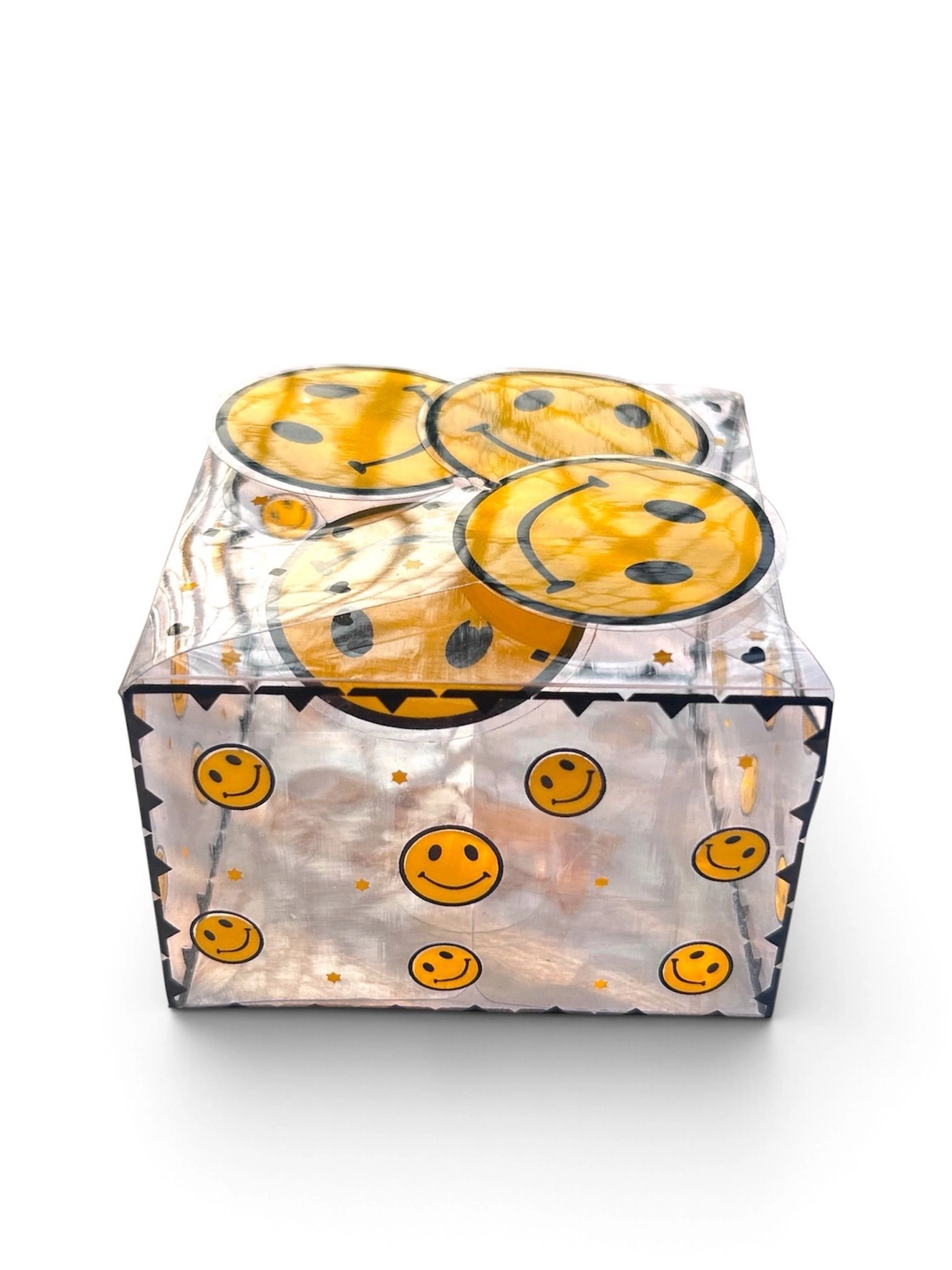 Transparent PVC Plastic Gift Box with Yellow Smiley Design 20 pc pack 3