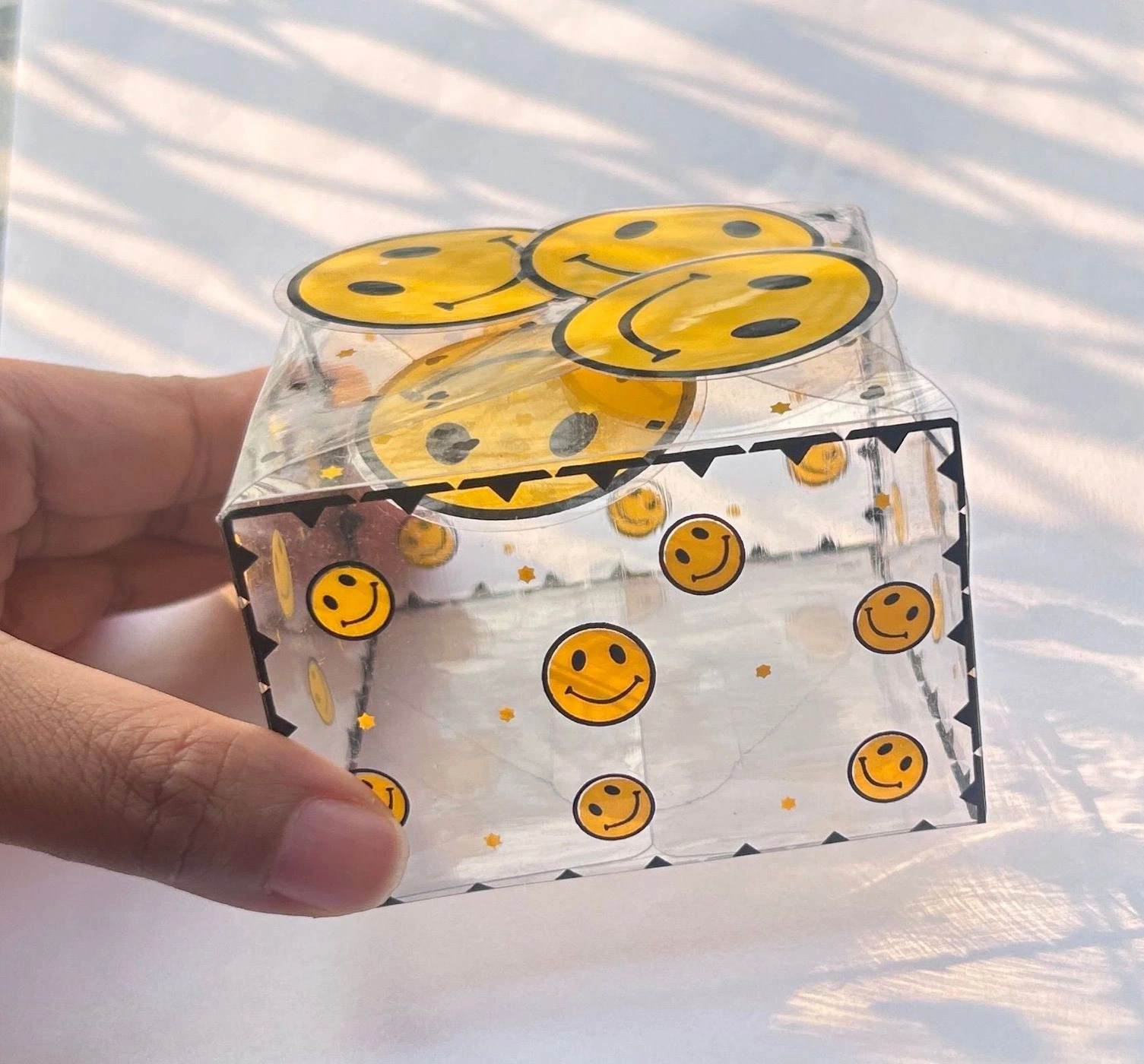 Transparent PVC Plastic Gift Box with Yellow Smiley Design 20 pc pack 4