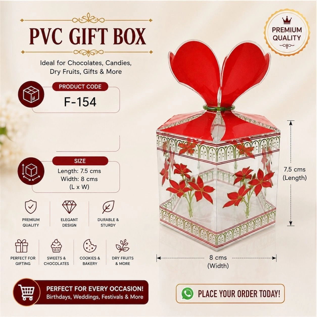 Transparent Floral pvc Chocolate Box code- F154 5
