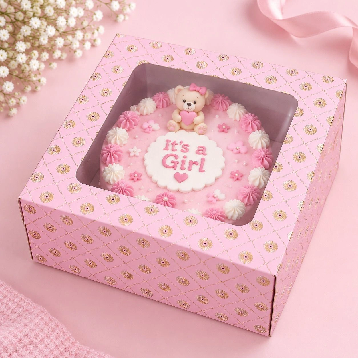 5 Inch Bento Cake Box (BABY GIRL) 10 pc 1