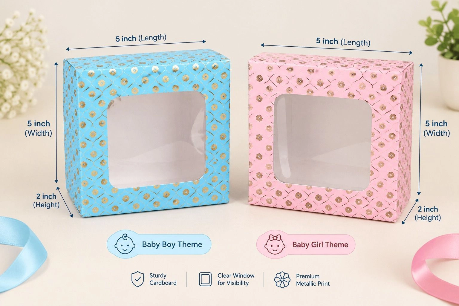 5 Inch Bento Cake Box (BABY GIRL) 10 pc 5
