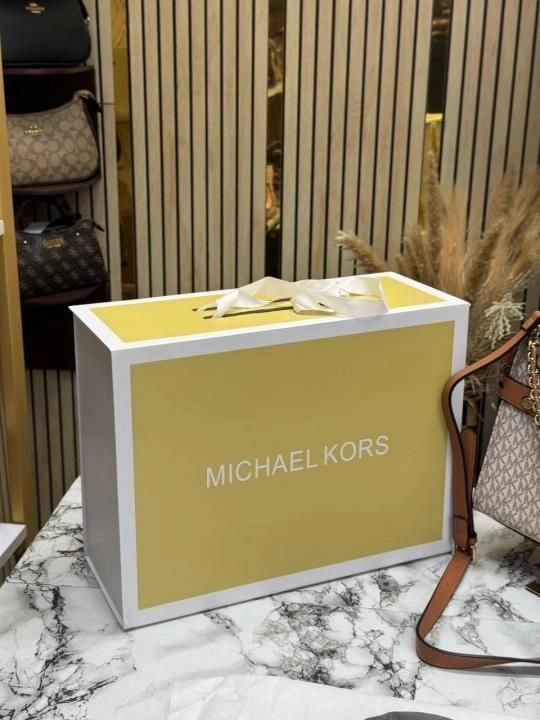 Michael korrs signature Carmen Flap Leather Satchel Handbag (Beige 20024) 2