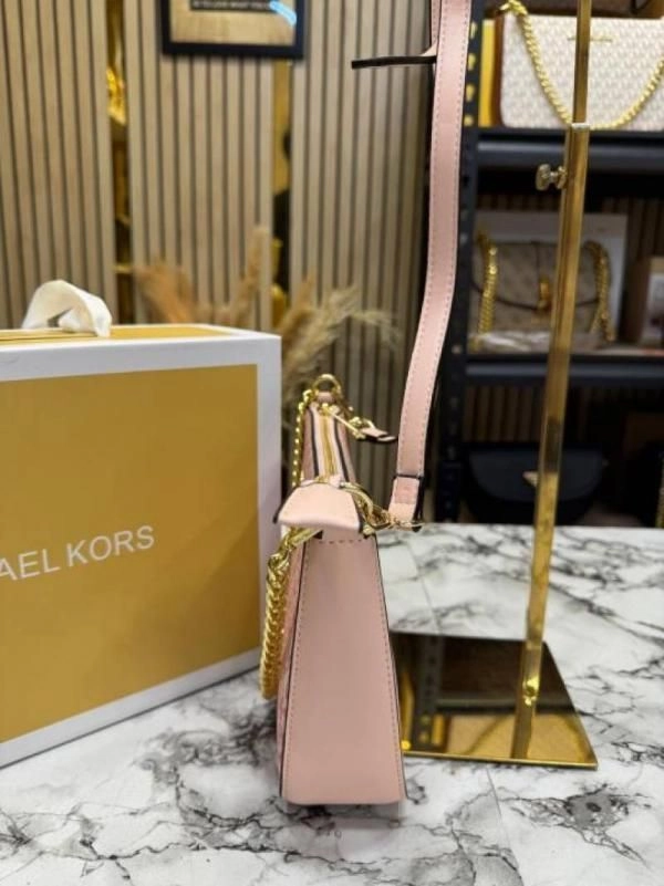 Michael Korrs Jet Set Pochette Signature Logo Crossbody Bag With Magnetic Box And Dust Bag (Pink-22318) 2