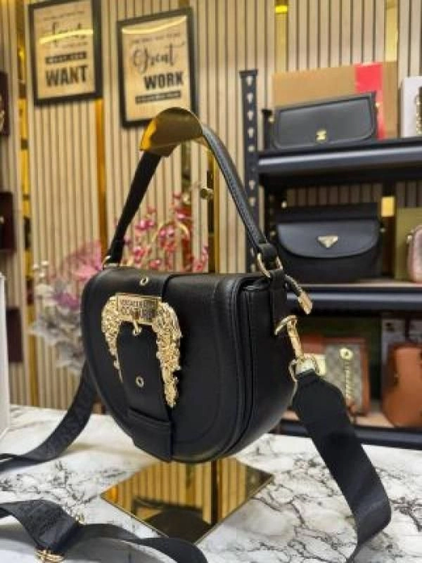 Versacce shoulder bag in gold accents with magnetic closure bag (Black) 1