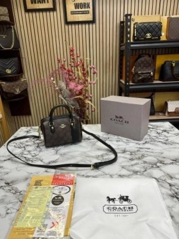 COACCH NOLITA CANVAS SLING BAG WITH BOX AND DUST BAG (COFFEE) 1