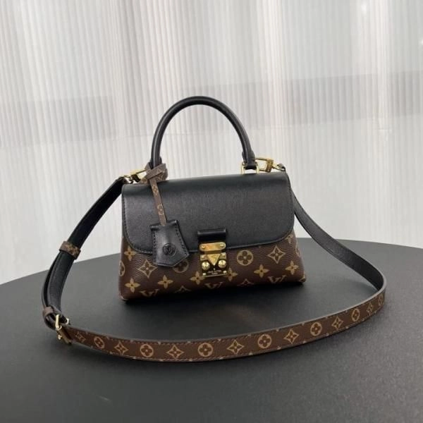 Louii_s vuitton madeleine top handle bag with double box((M27574-black) 2