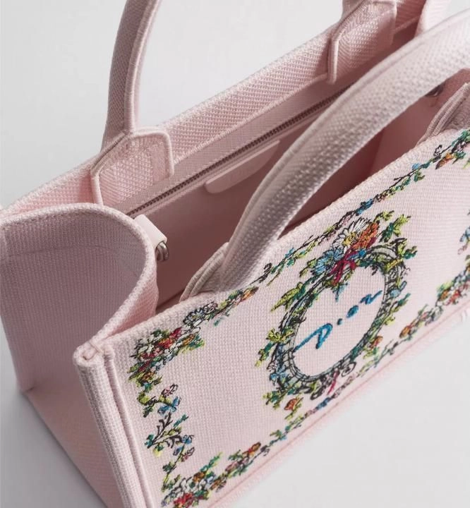 Dioorr Womens Pink Iviera Mini Book Tote With Strap With Original Box 2