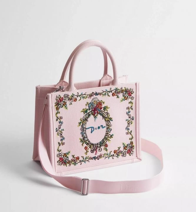 Dioorr Womens Pink Iviera Mini Book Tote With Strap With Original Box 3