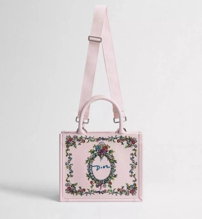 Dioorr Womens Pink Iviera Mini Book Tote With Strap With Original Box 4