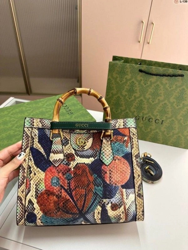 Guccci GG Diana Python Premium Tote Bag With OG Magnetic Box & Dust Bag (Python - 531) 5