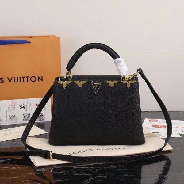 Louiis Vuitton LV Capucines M54663 Premium Quality Leather Bag With OG Box & Dust Bag & Extra Shoulder Strap (Black - 301) 1