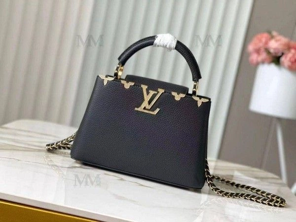 Louiis Vuitton LV Capucines M54663 Premium Quality Leather Bag With OG Box & Dust Bag & Extra Shoulder Strap (Black - 301) 4