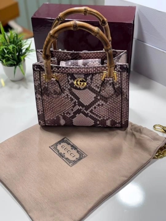 Guccci Diana python small tote bag With Original Box Extra Belt And Chain Charm High End Pink soft python leather 1