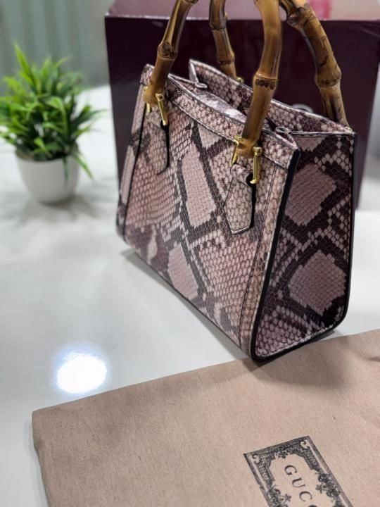 Guccci Diana python small tote bag With Original Box Extra Belt And Chain Charm High End Pink soft python leather 2