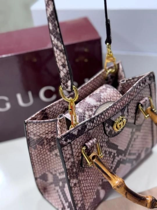 Guccci Diana python small tote bag With Original Box Extra Belt And Chain Charm High End Pink soft python leather 6