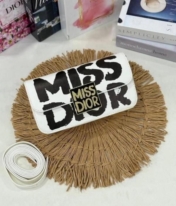 Miss Dioor Luxury Edition Superior Quality Flap Shoulder Bag With OG Box & Dust Bag (White - 1018) 1