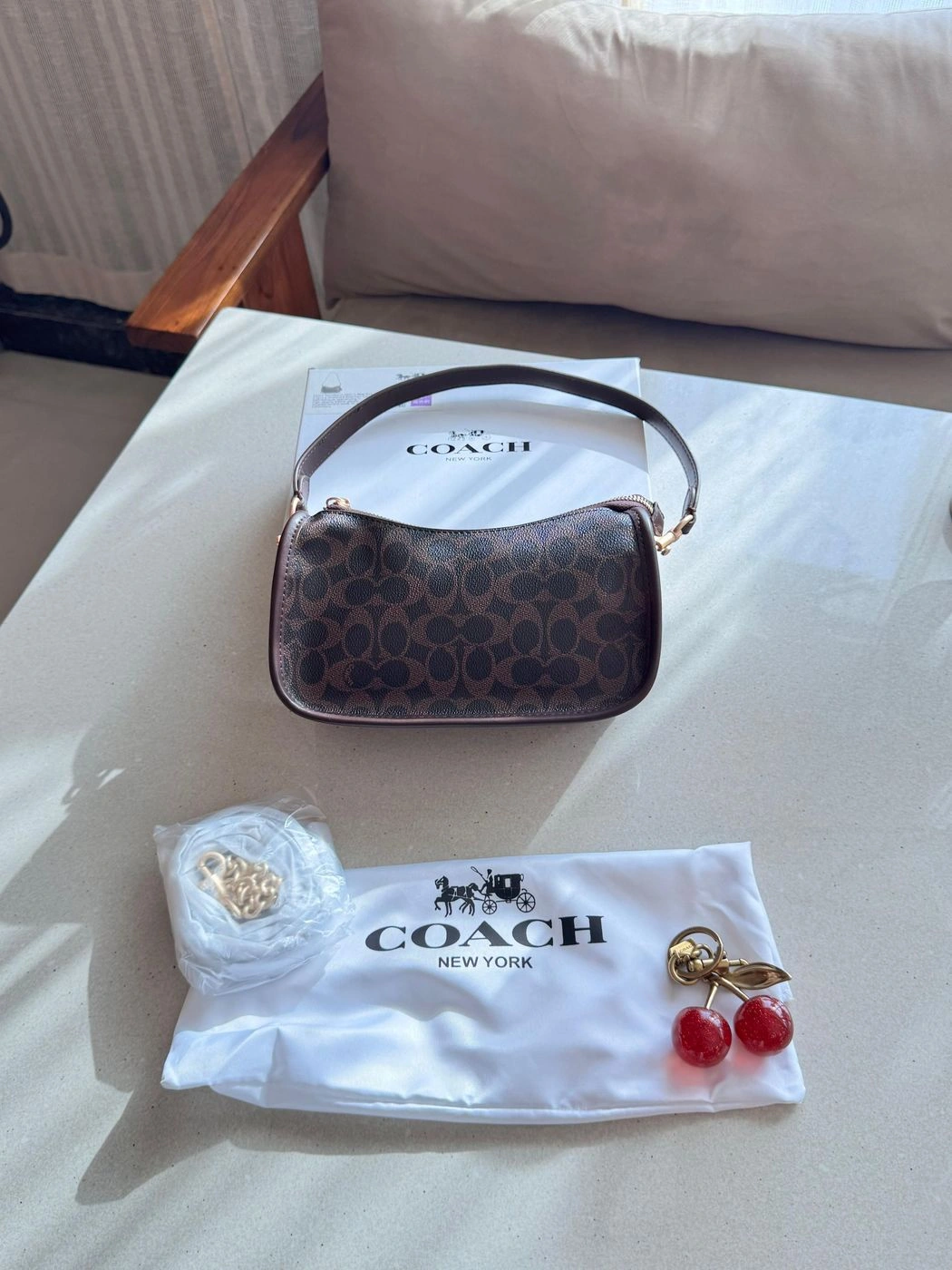 COACH WAVERLY SHOULDER BAG WITH CHERRY CHARM 🍒OG BOX, CARDS TAGS DUSTBAG*✅ 3