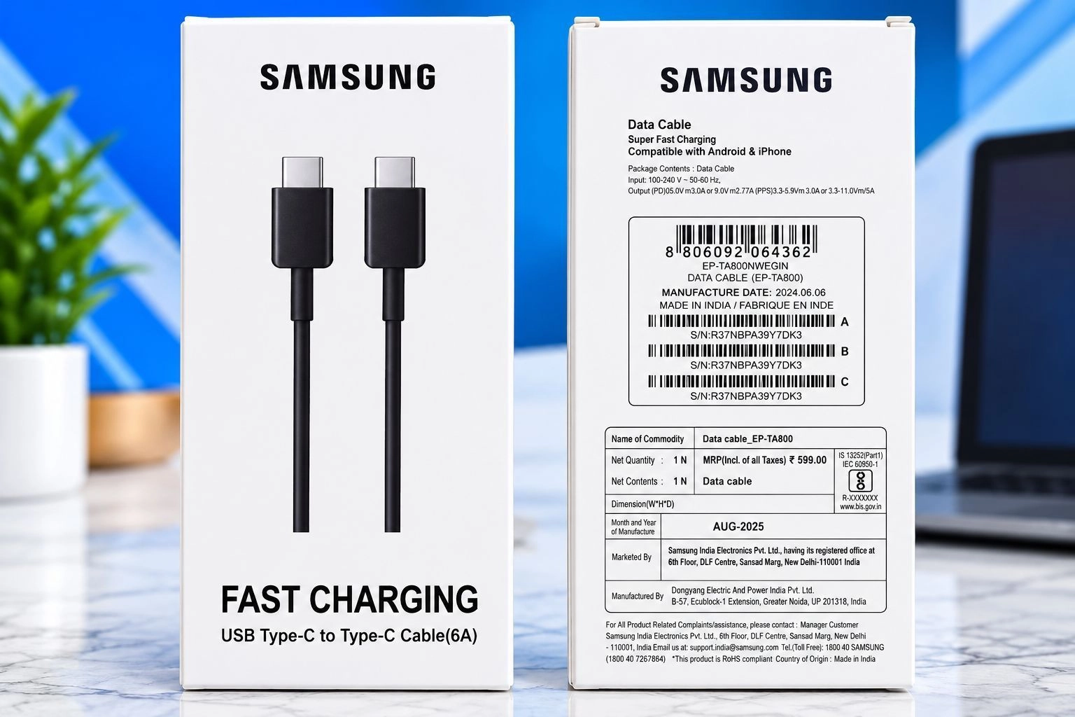 Samsung USB Type-C to Type-C Fast Charging Cable 6A – Data Cable 2