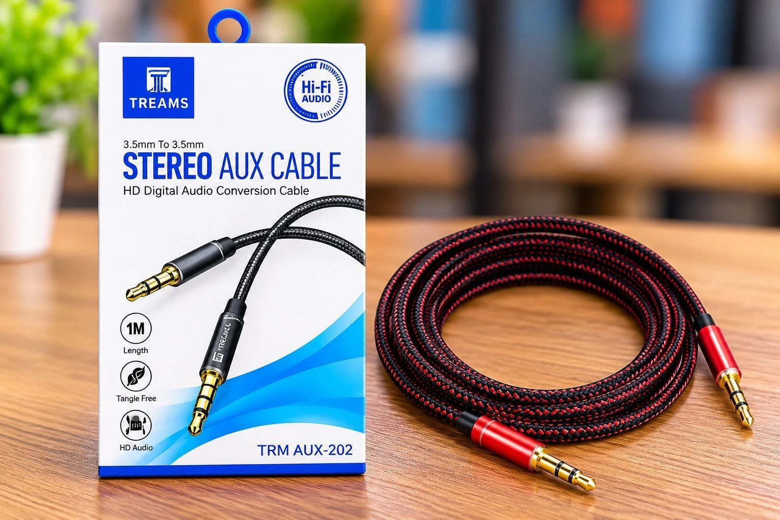 TREAMS TRM AUX-202 3.5mm to 3.5mm Stereo AUX Cable – 1 Meter 2