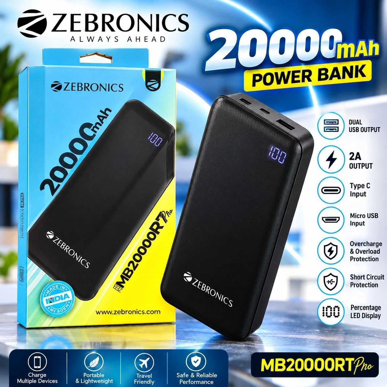 Zebronics MB20000R7 Pro 20000mAh Power Bank 1