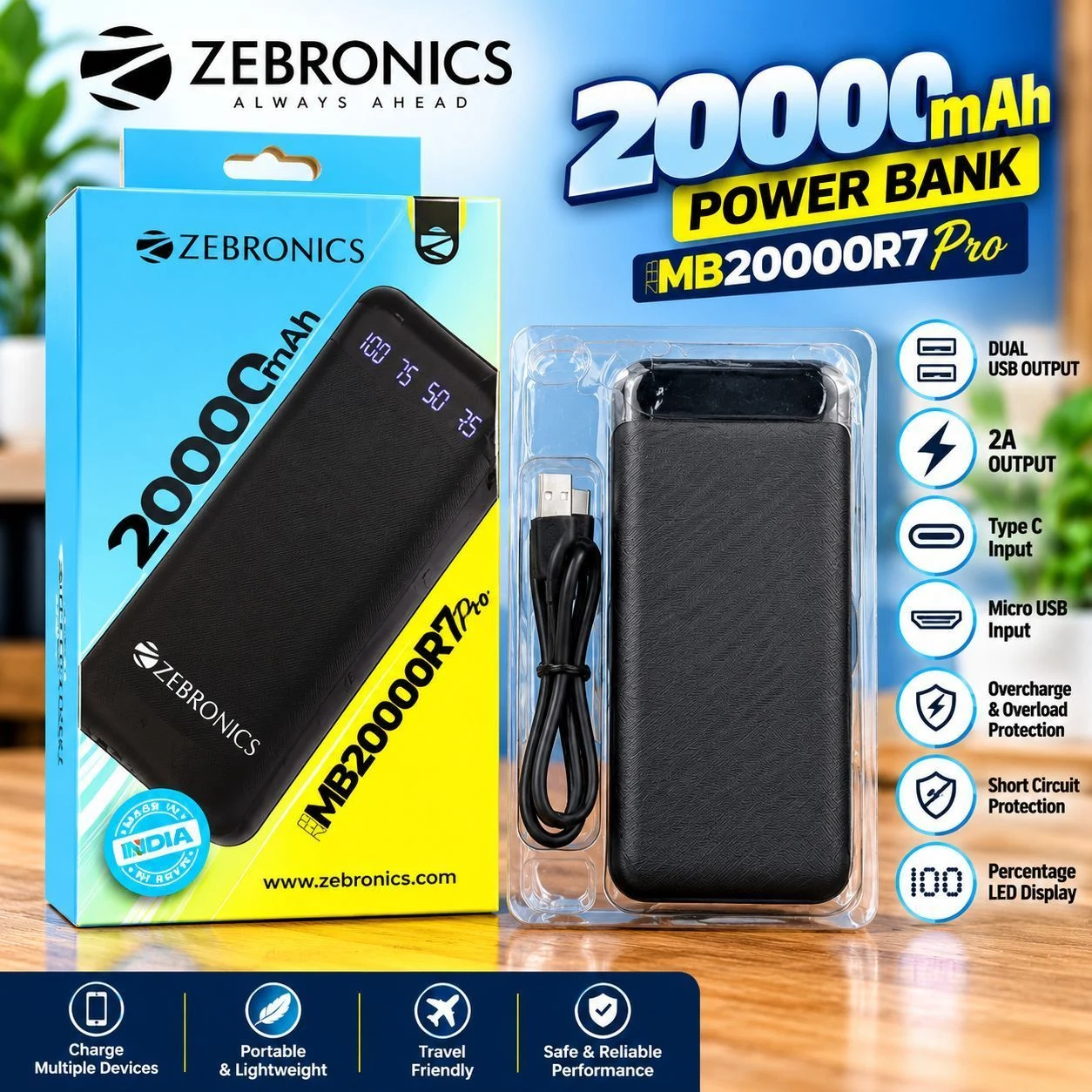 Zebronics MB20000R7 Pro 20000mAh Power Bank 2