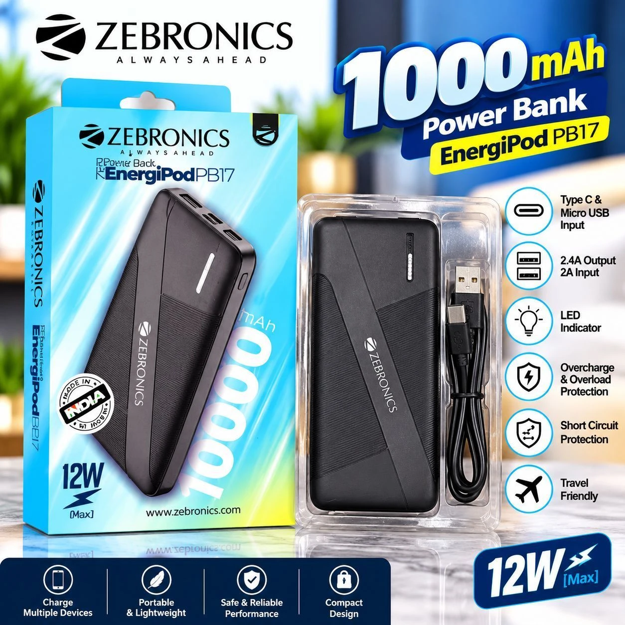 Zebronics EnergiPod PB17 10000mAh Power Bank 2