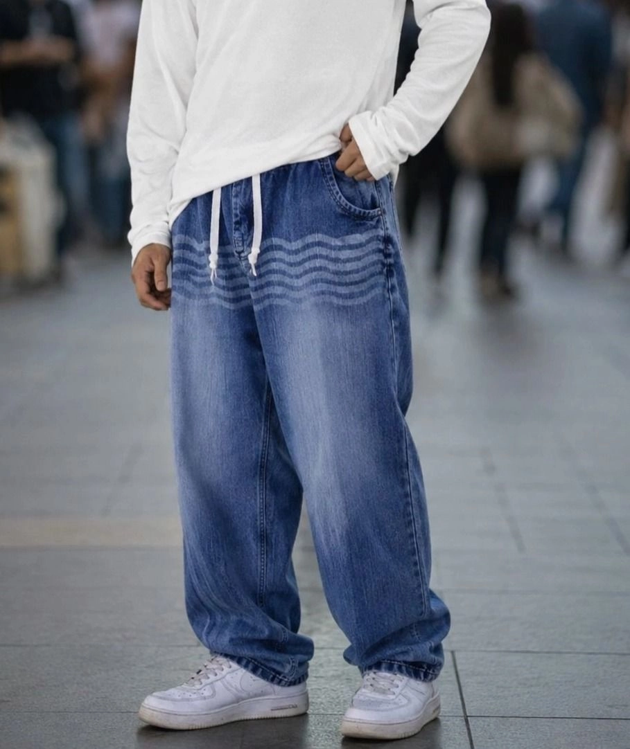 Streetwear Loose-Fit Drawstring Jeans 1