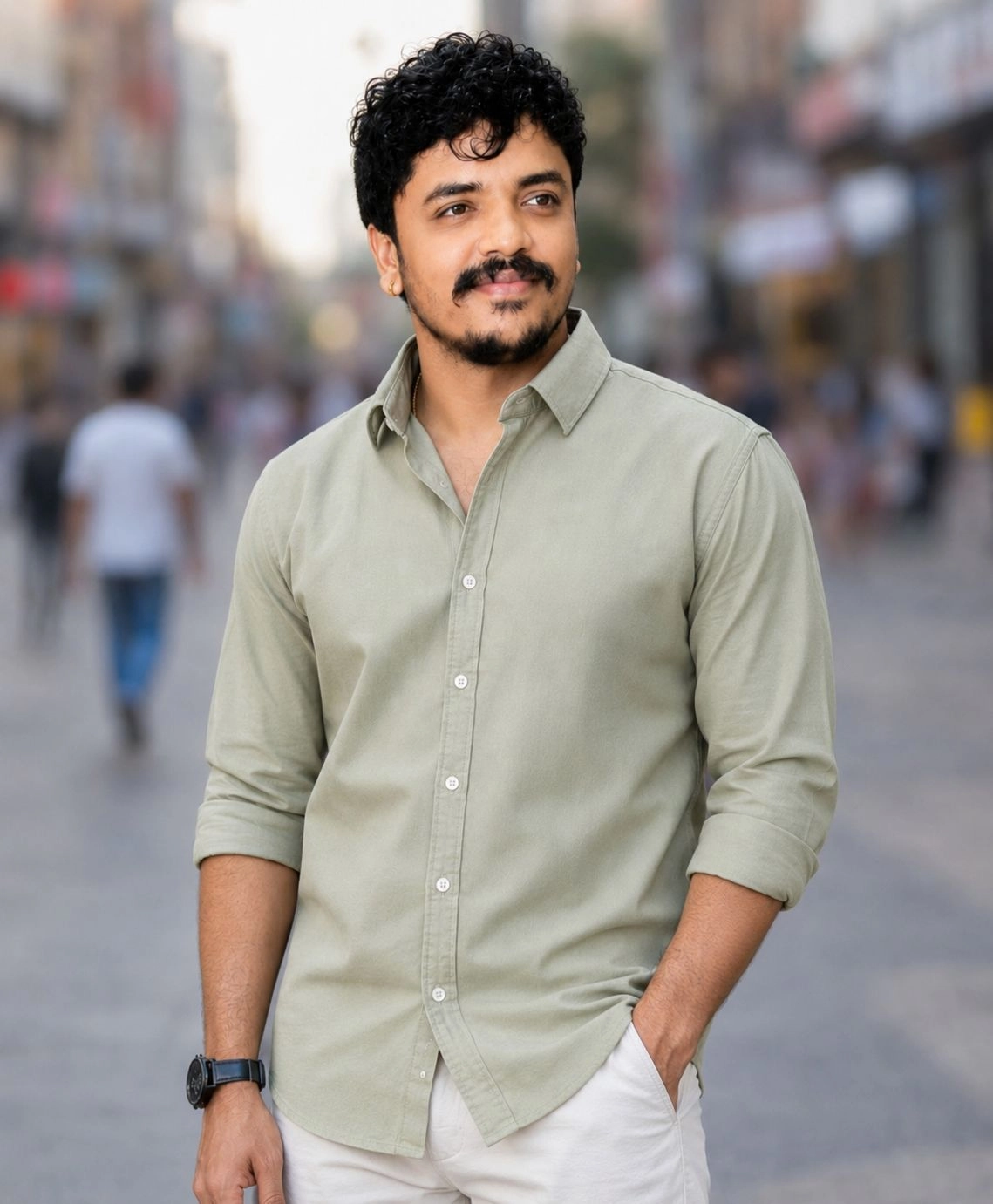 Men's Premium Sage Green Solid Casual Shirt 1