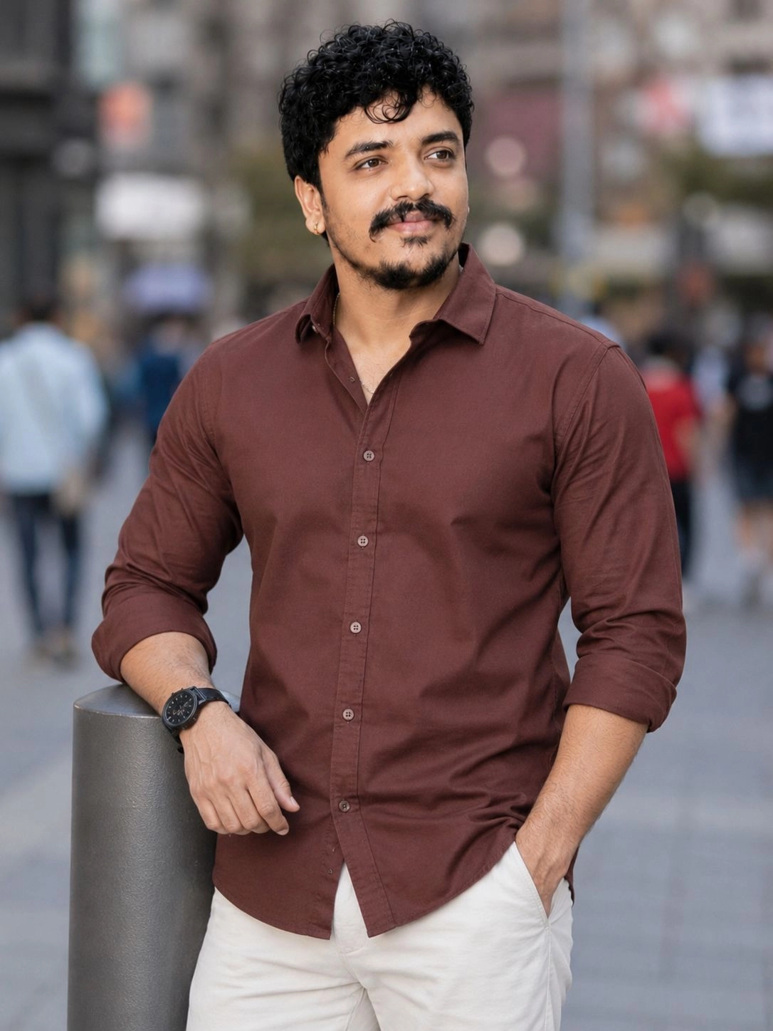 [Empire Collection] Men's Solid Dark Brown Full Sleeve Shirt for Casual Wear 1