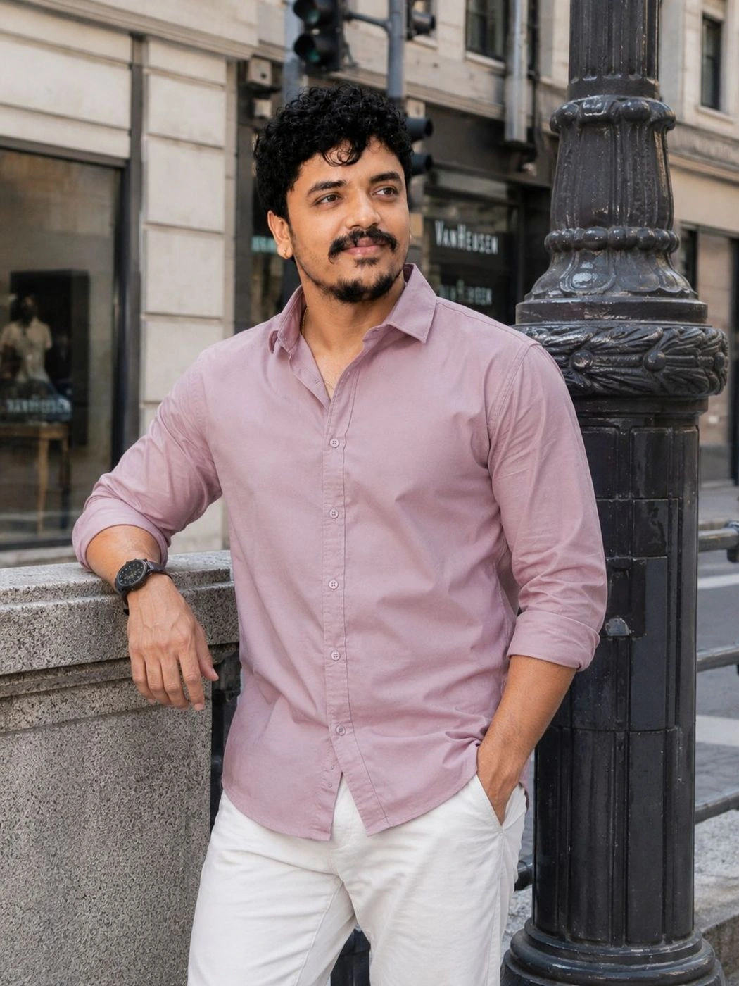 Men's Regular Fit Dusty Pink Casual Shirt 1