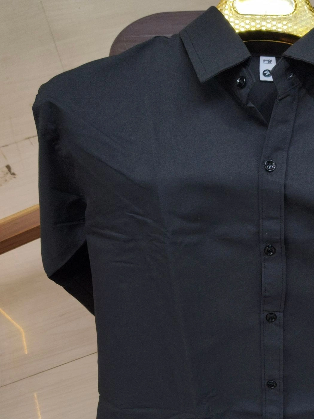 Men's Regular Fit Solid Black Shirt 2