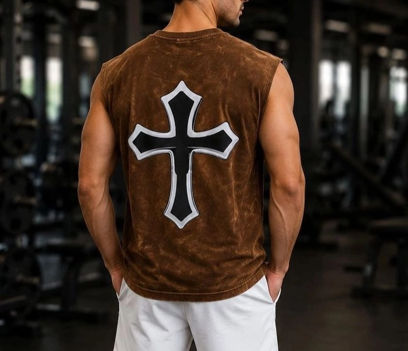 Walk with God" Acid-Washed Sleeveless Tank Top / Vest 2
