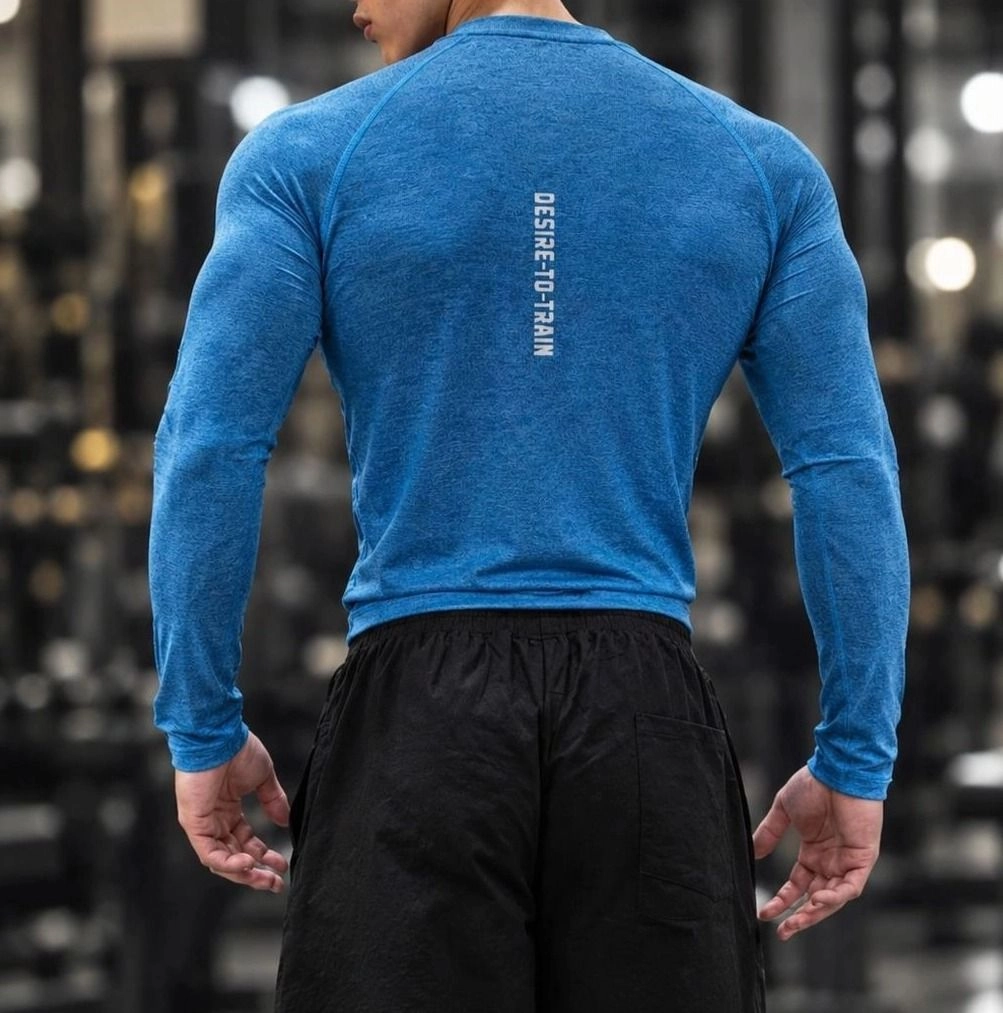 Men's Premium Slim-Fit Raglan Long Sleeve Gym T-Shirt 2
