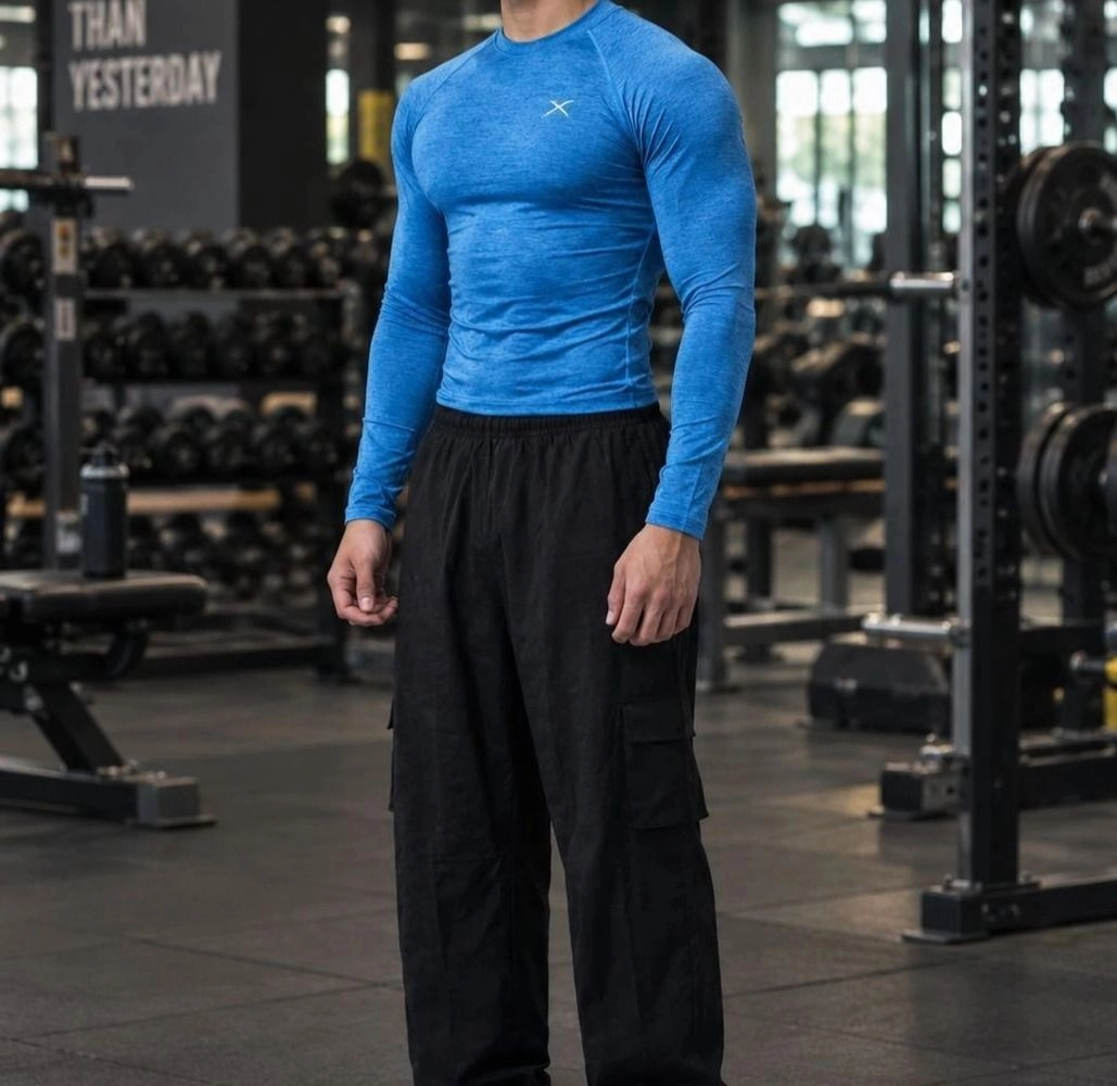 Men's Premium Slim-Fit Raglan Long Sleeve Gym T-Shirt 3