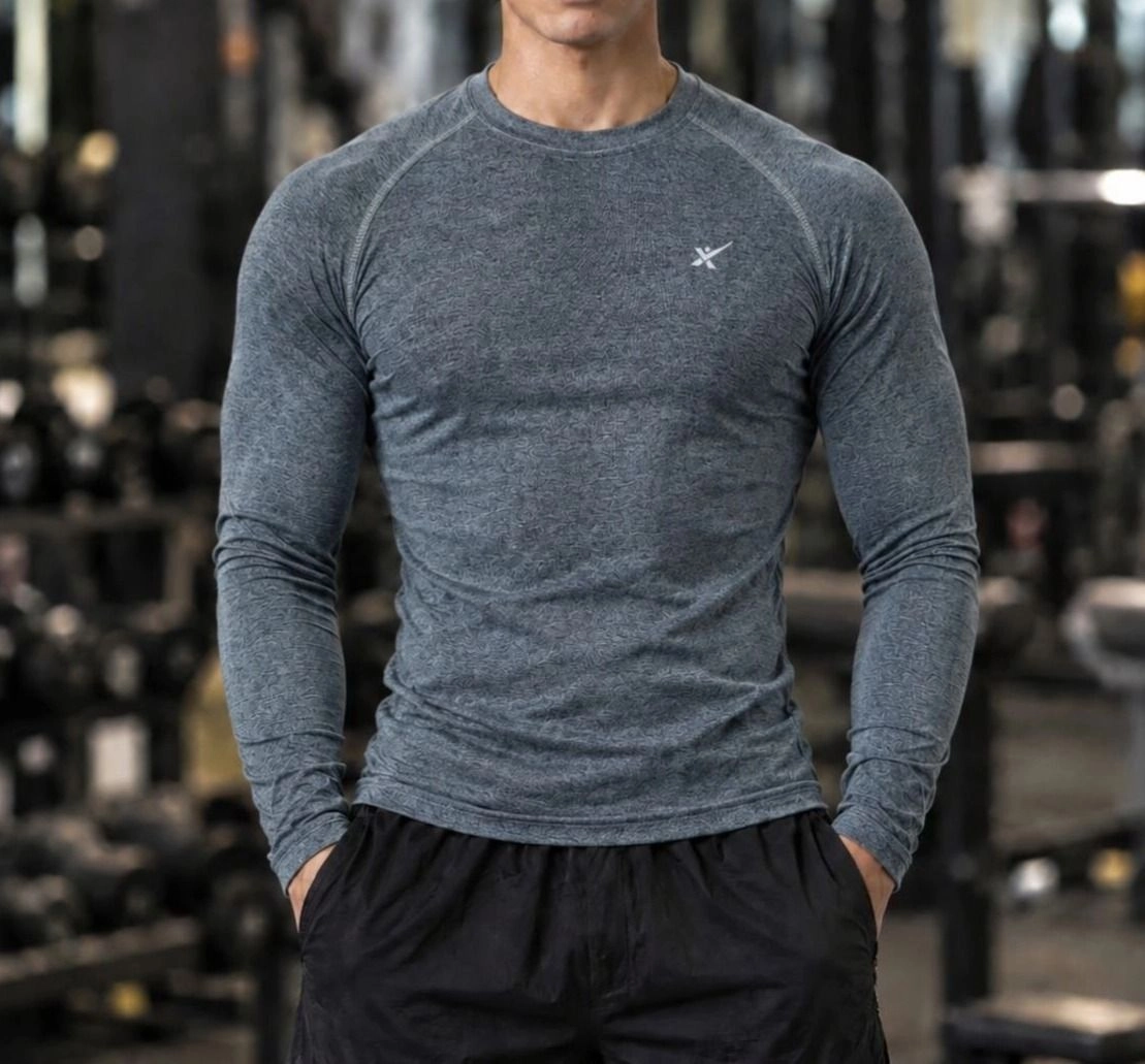 Primium GymX Men's Compression Full Sleeve Gym T-Shirt - Carbon Grey 2