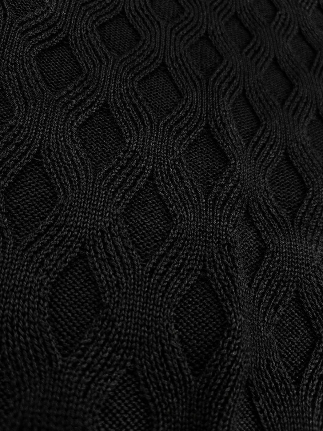 • Men's Luxury Textured Knitted Polo Shirt – Charcoal Black 4