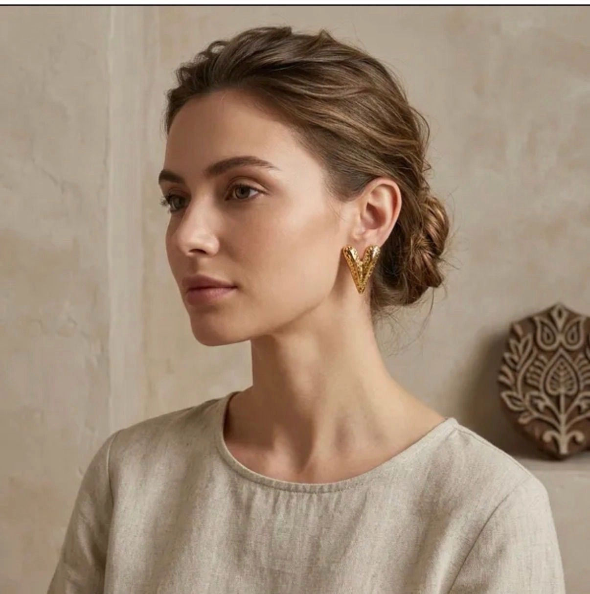 Heart Shaped Textured Earrings 1