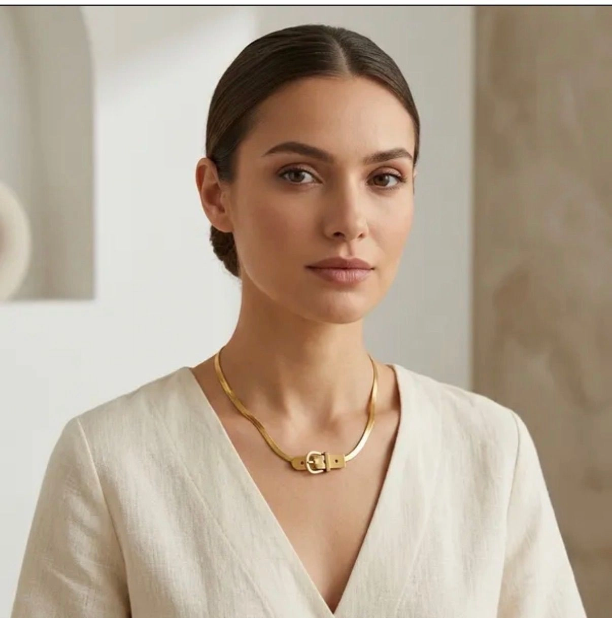 Gold-Tone Belt Choker Necklace 2