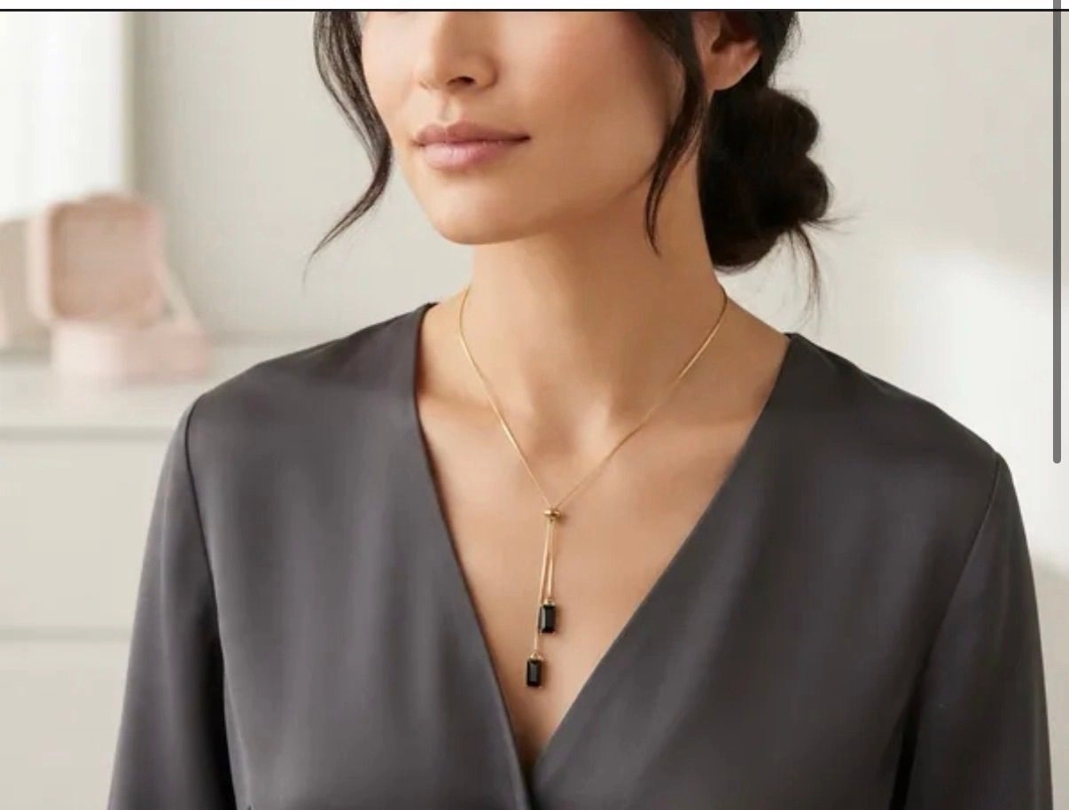 Gold-Tone Black Drop Pendant Necklace 2