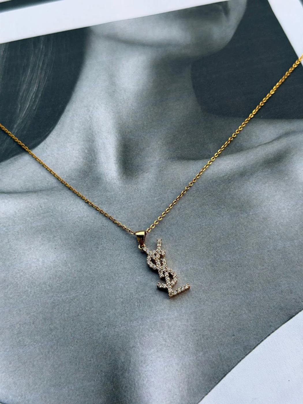 Crystal YSL Pendant Necklace 1