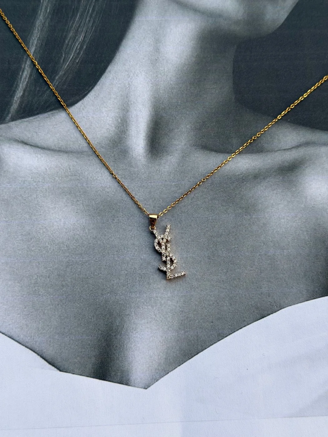 Crystal YSL Pendant Necklace 2