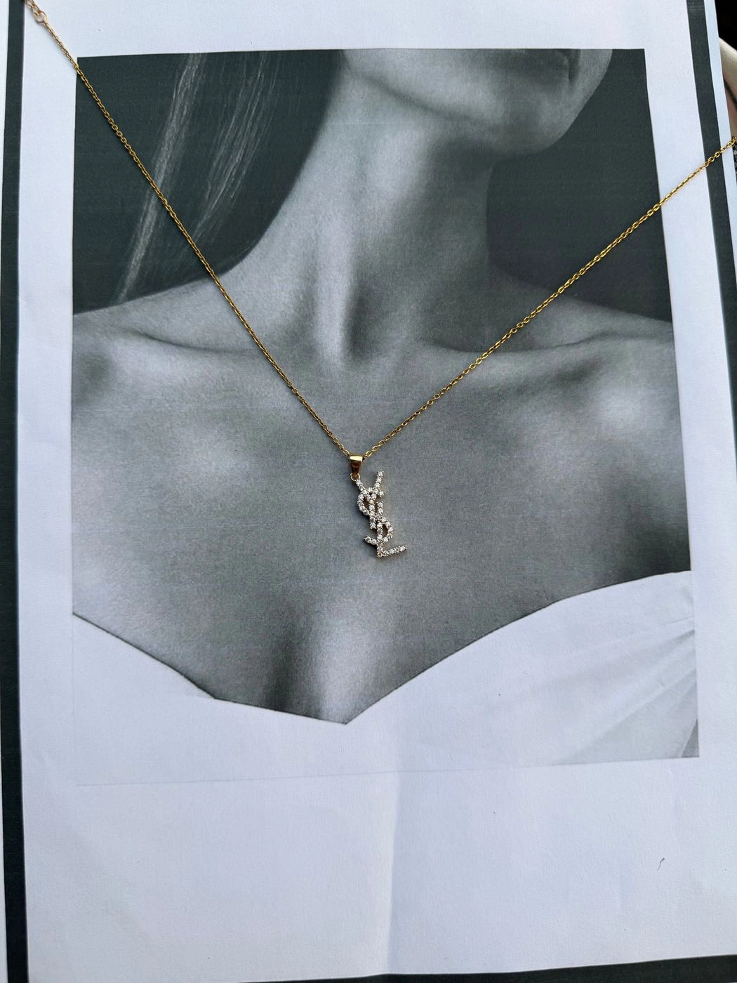 Crystal YSL Pendant Necklace 3