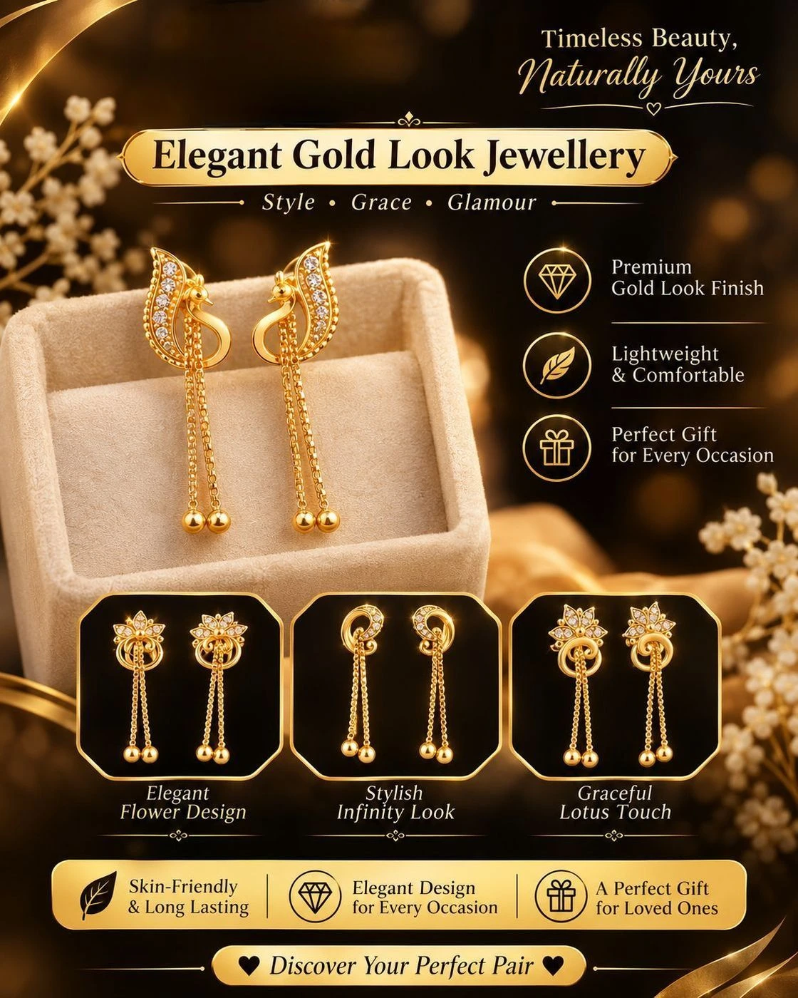 New Earrings & Studs (5 Pair Combo)