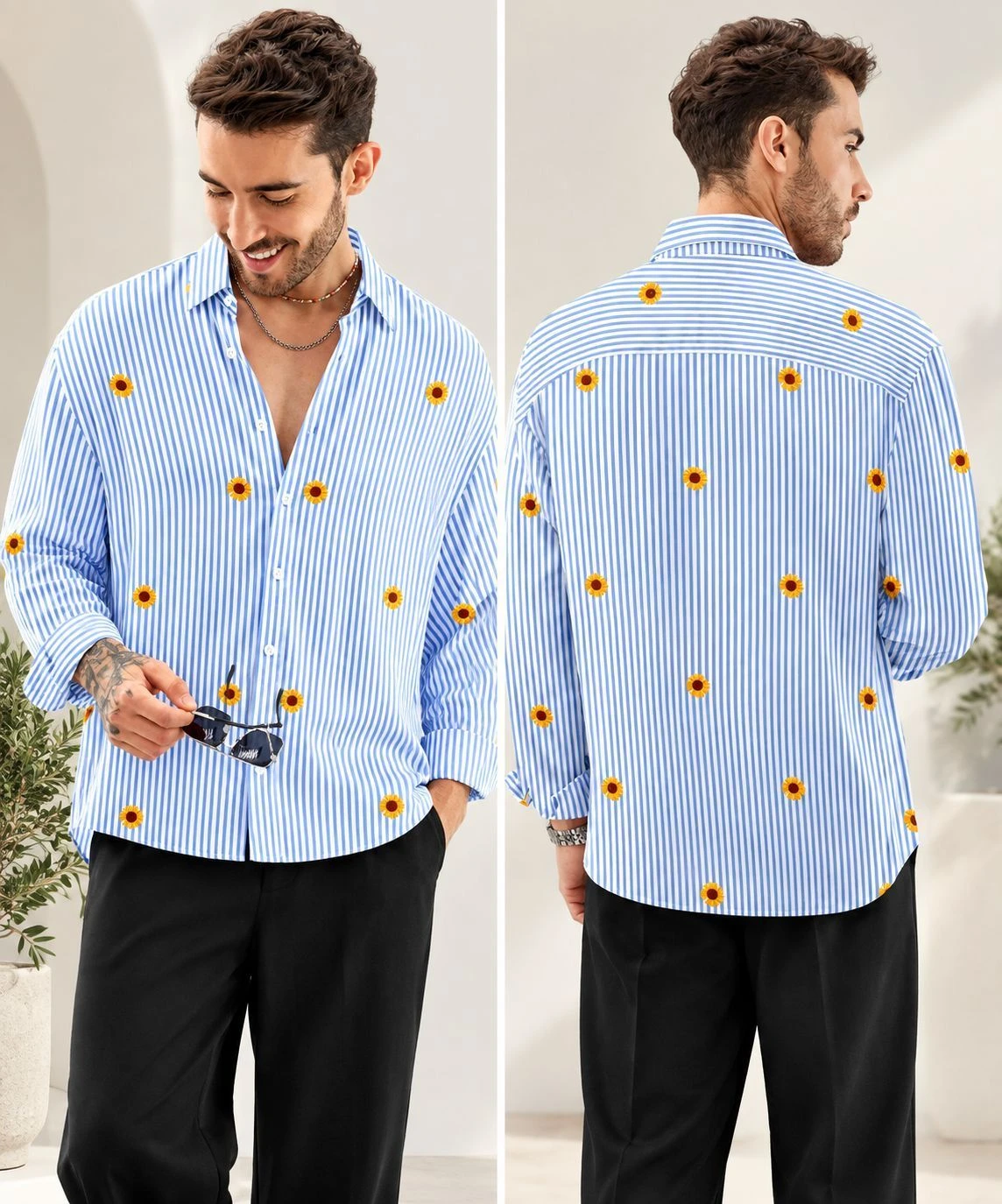 Trendy Latest Men Shirt & Partywear Women Dress Combo 2