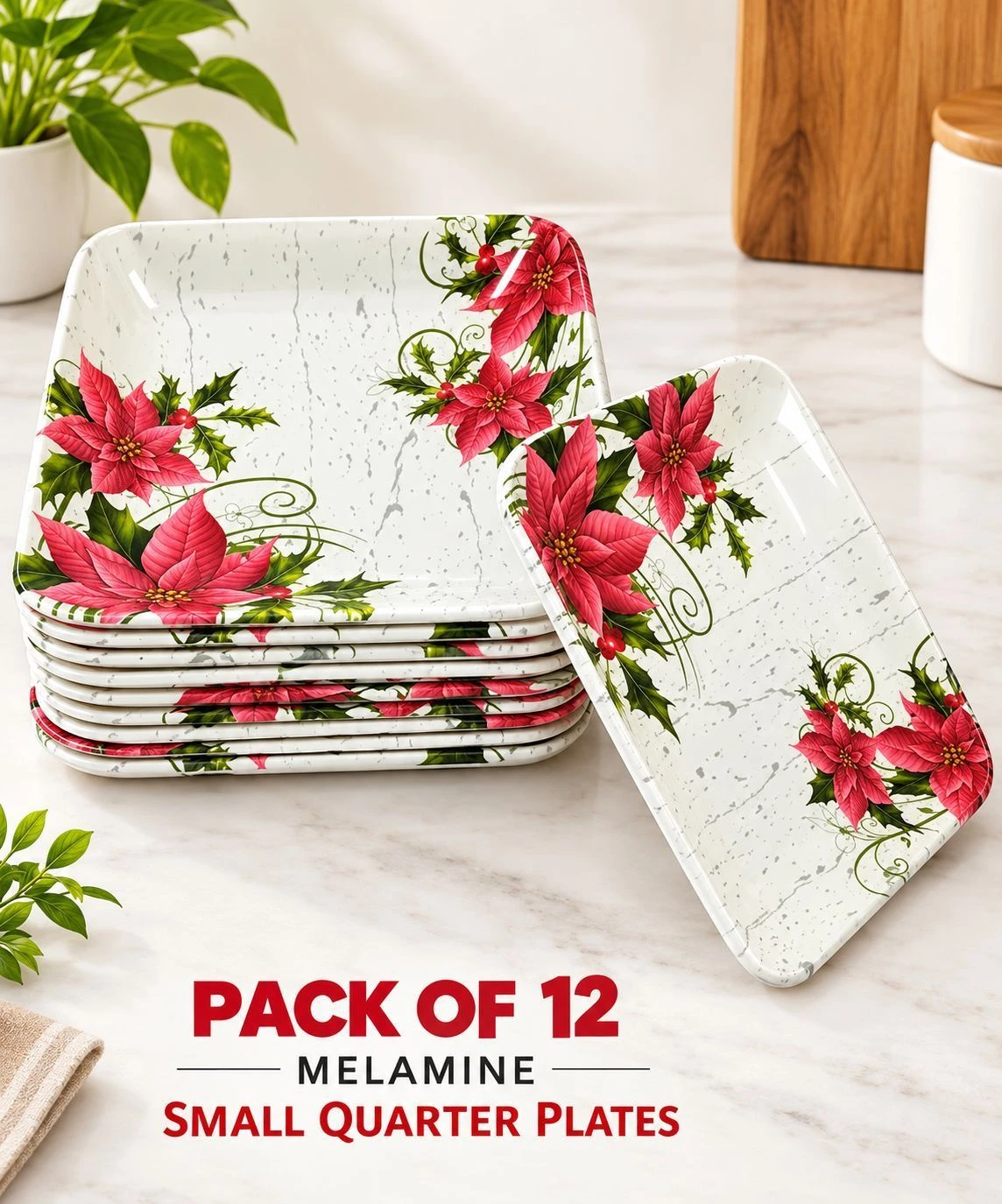 Stylish Melamine Small
K
Snack Plates Set of 12 3