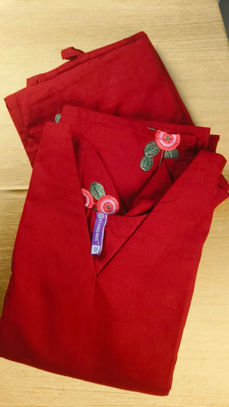 Pure Cotton Embroidery Set - Maroon 2
