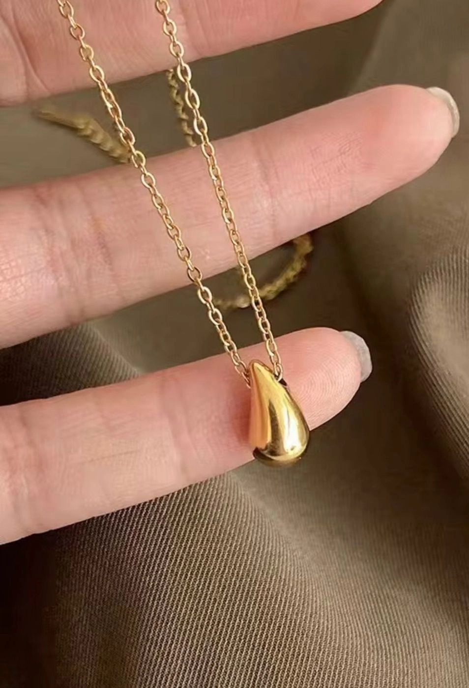 Anti Tarnish Water drop necklace - Gold 5