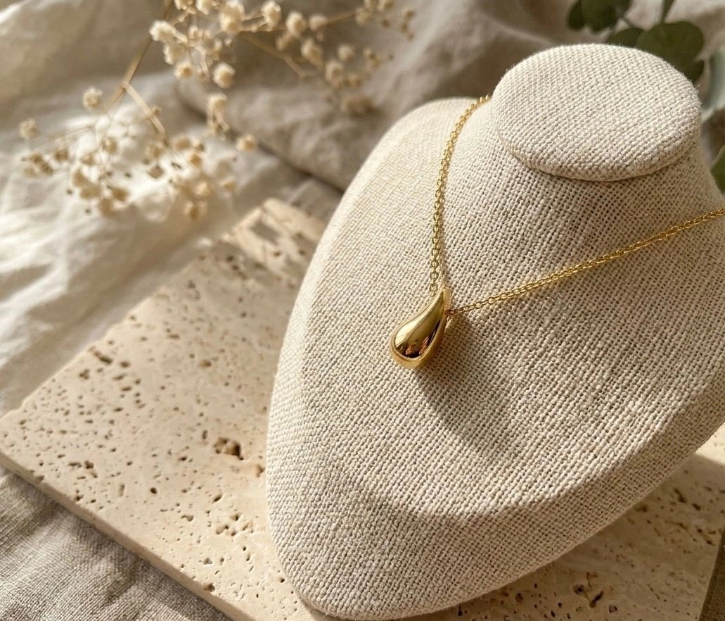 Anti Tarnish Water drop necklace - Gold 1